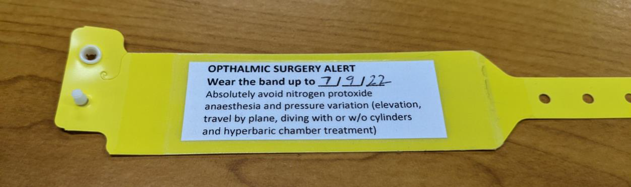 Opthalmic wristband with insert label